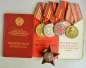 Convolute, Red Star Medal and 4 badge USSR.